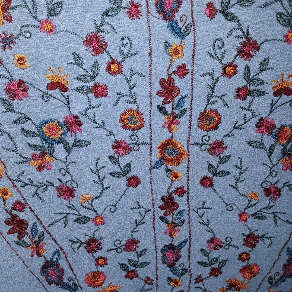 Vintage 90's Umgee Blue Floral Embroidered Flowy Peplum Sleeveless Crop Top M - Picture 2 of 13